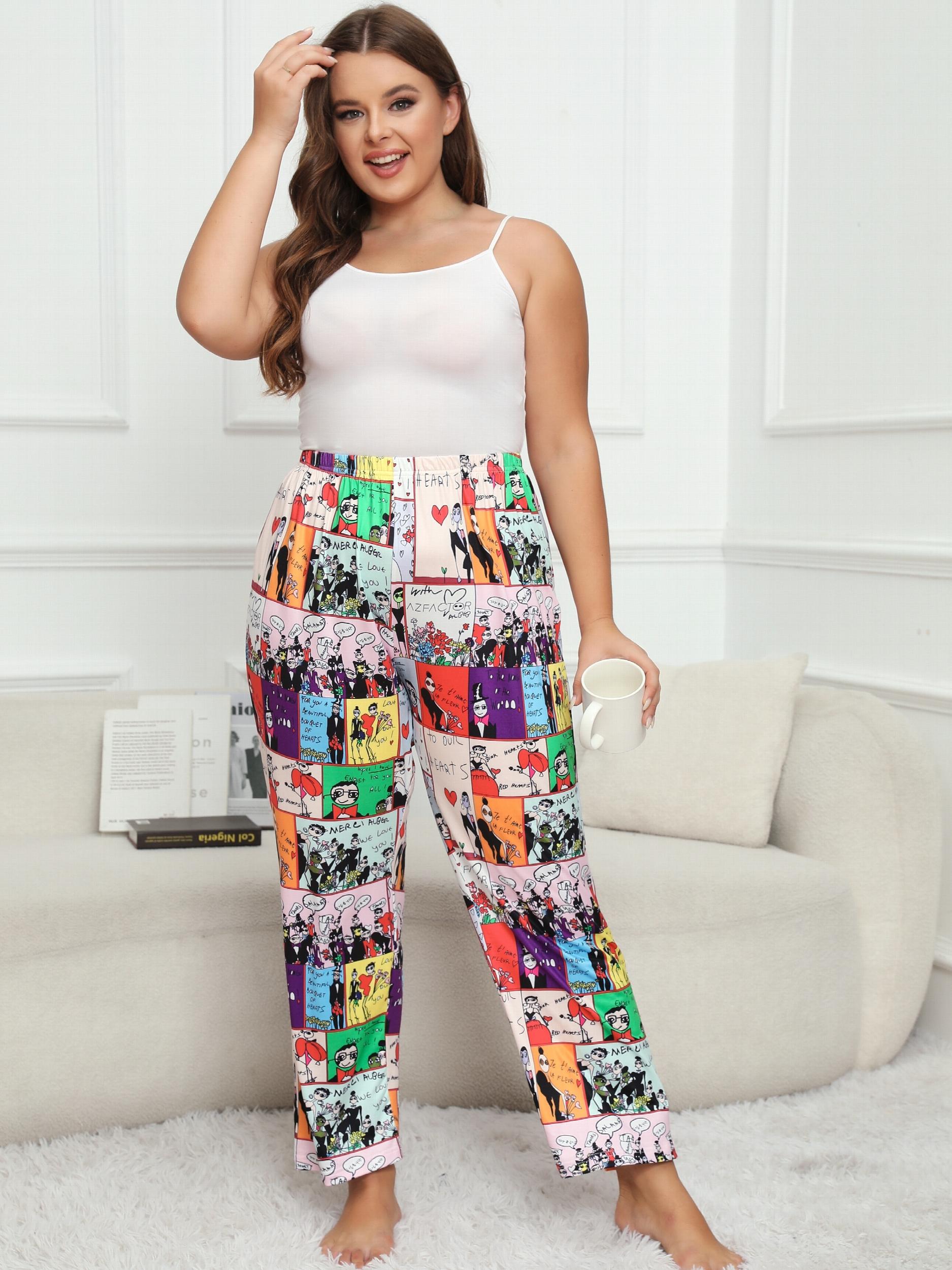 Women's Plus Pop Art Print High Rise Pajama Pants
