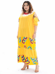 Geometric Print Kaftan Dress Set with 2pcs Hijab