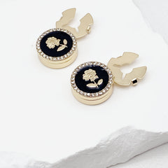 2 Rhinestone Rose Pattern Button Covers - Fashionable Novelty Hidden Buttons
