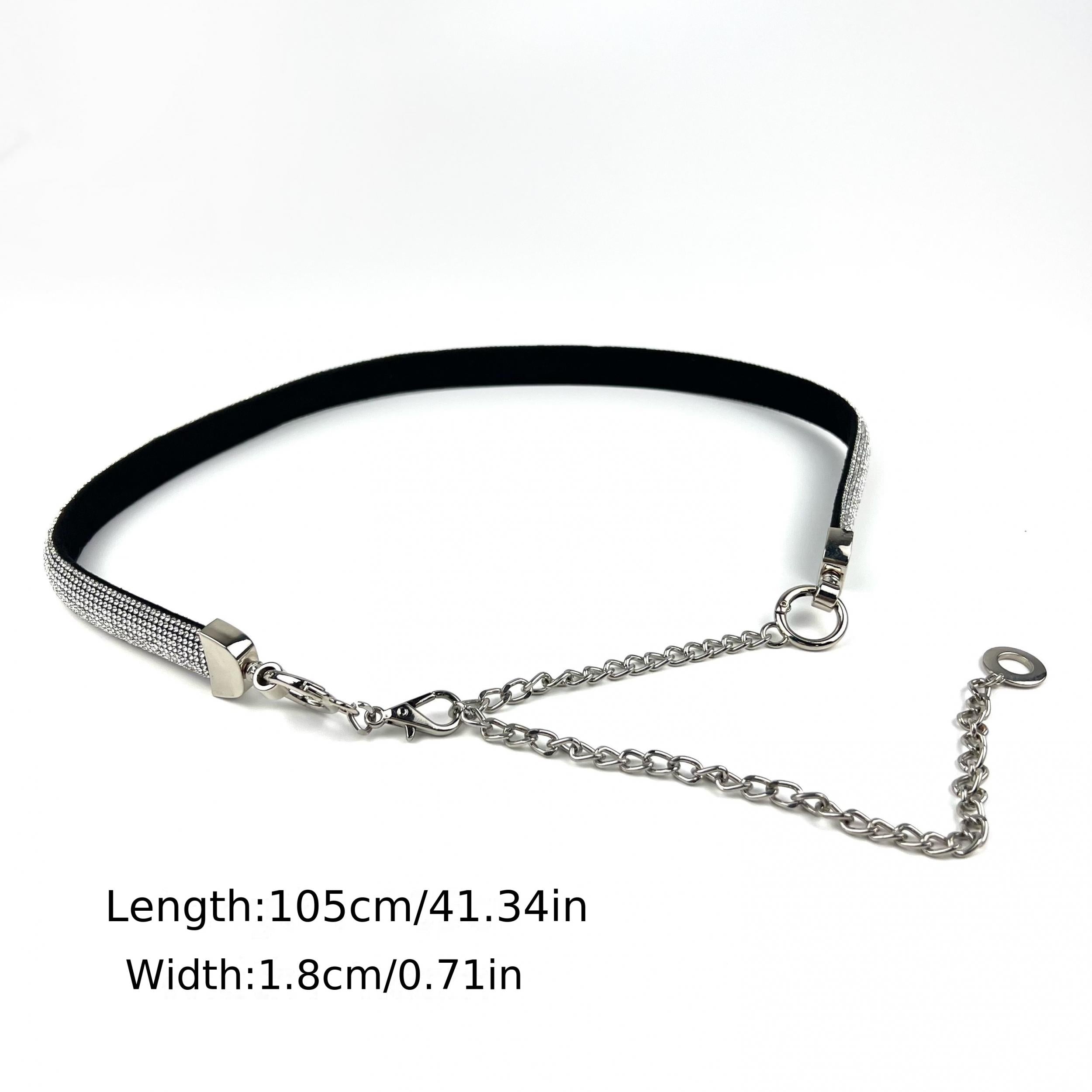 Adjustable Rhinestone Belt Chain Tassel Waistband for Women