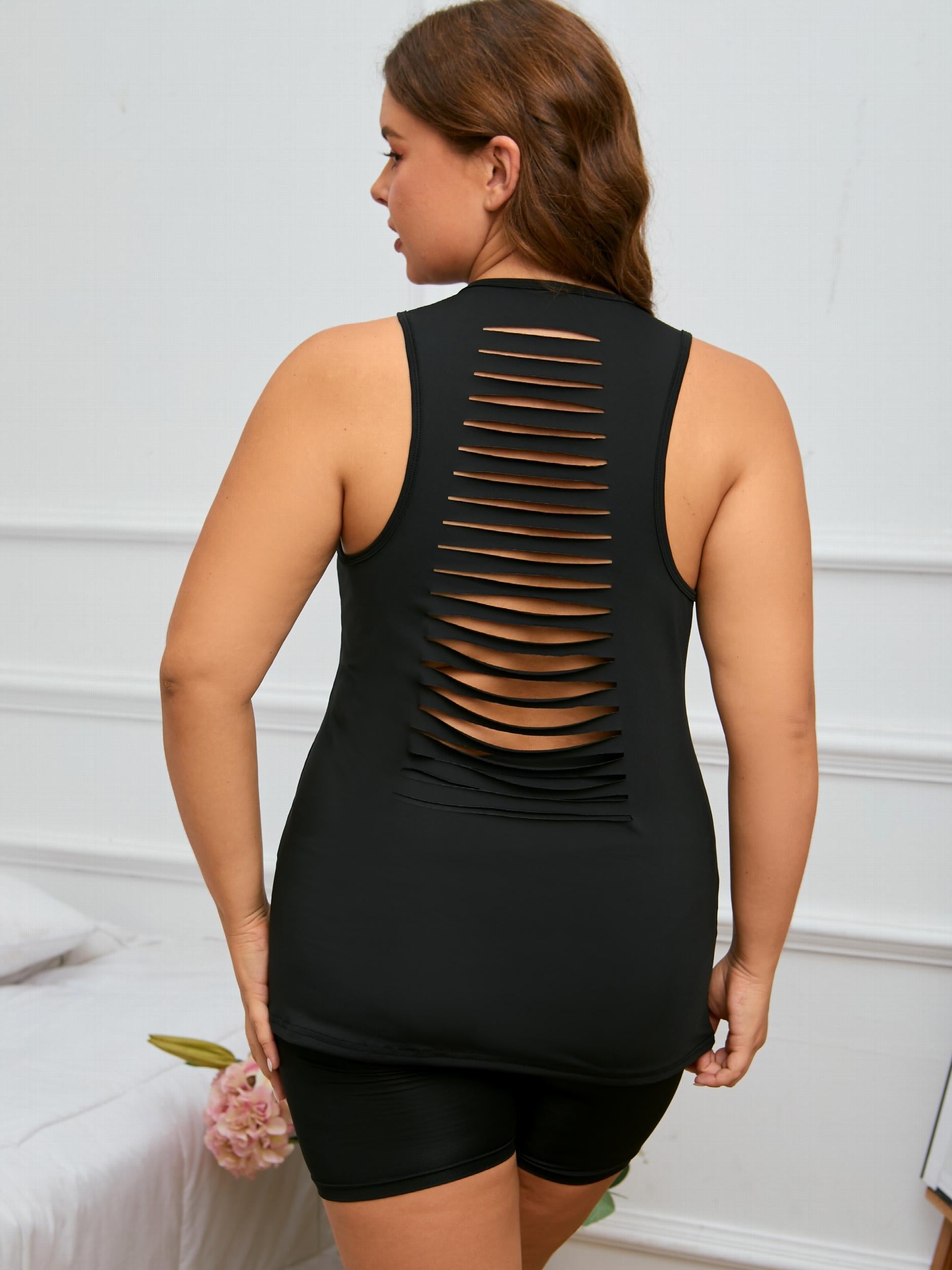 Cut Out Back High Stretch Tank Top