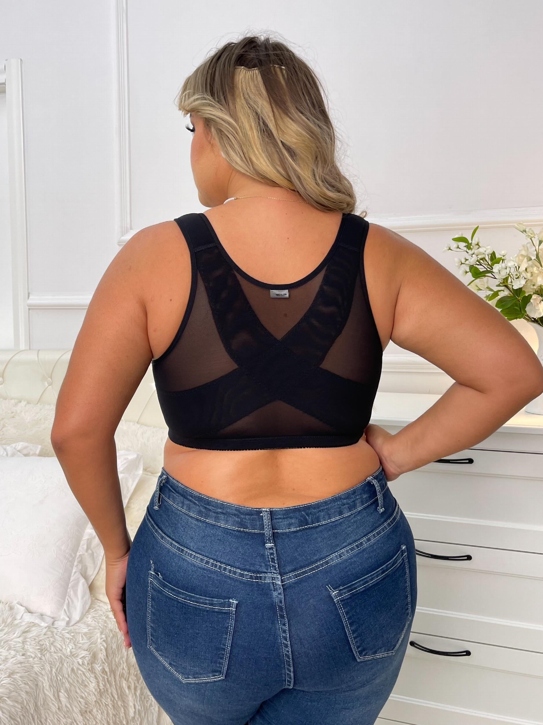 Plus Size Bra Women's Plus Contrast Mesh Closure Front Wireless Full Coverage
