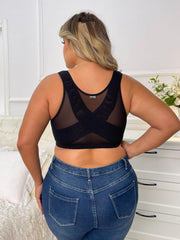 Plus Size Bra Women's Plus Contrast Mesh Closure Front Wireless Full Coverage
