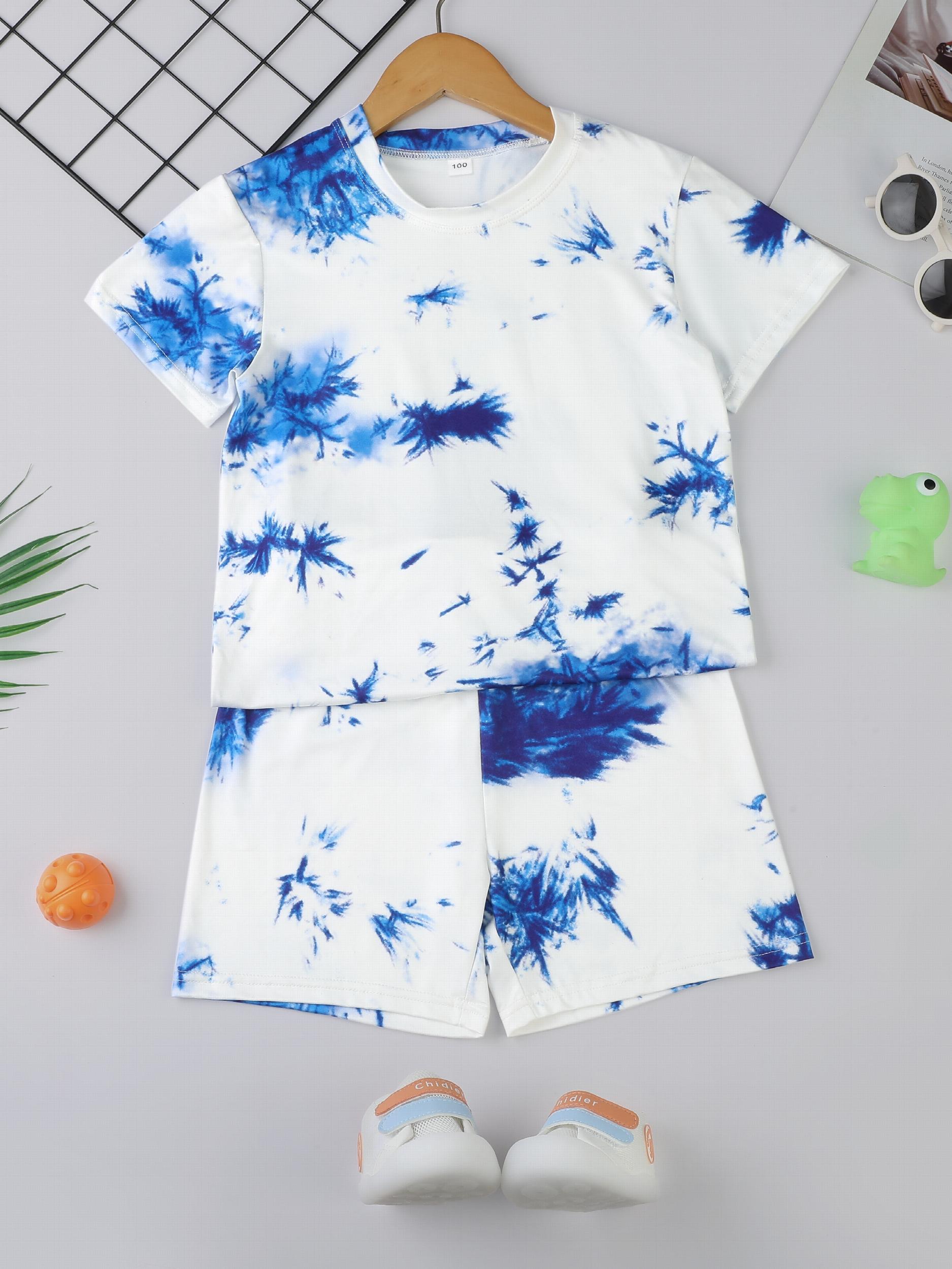 Boys 2pcs Marble Tie dye T shirt & Shorts Set
