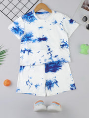 Boys 2pcs Marble Tie dye T shirt & Shorts Set