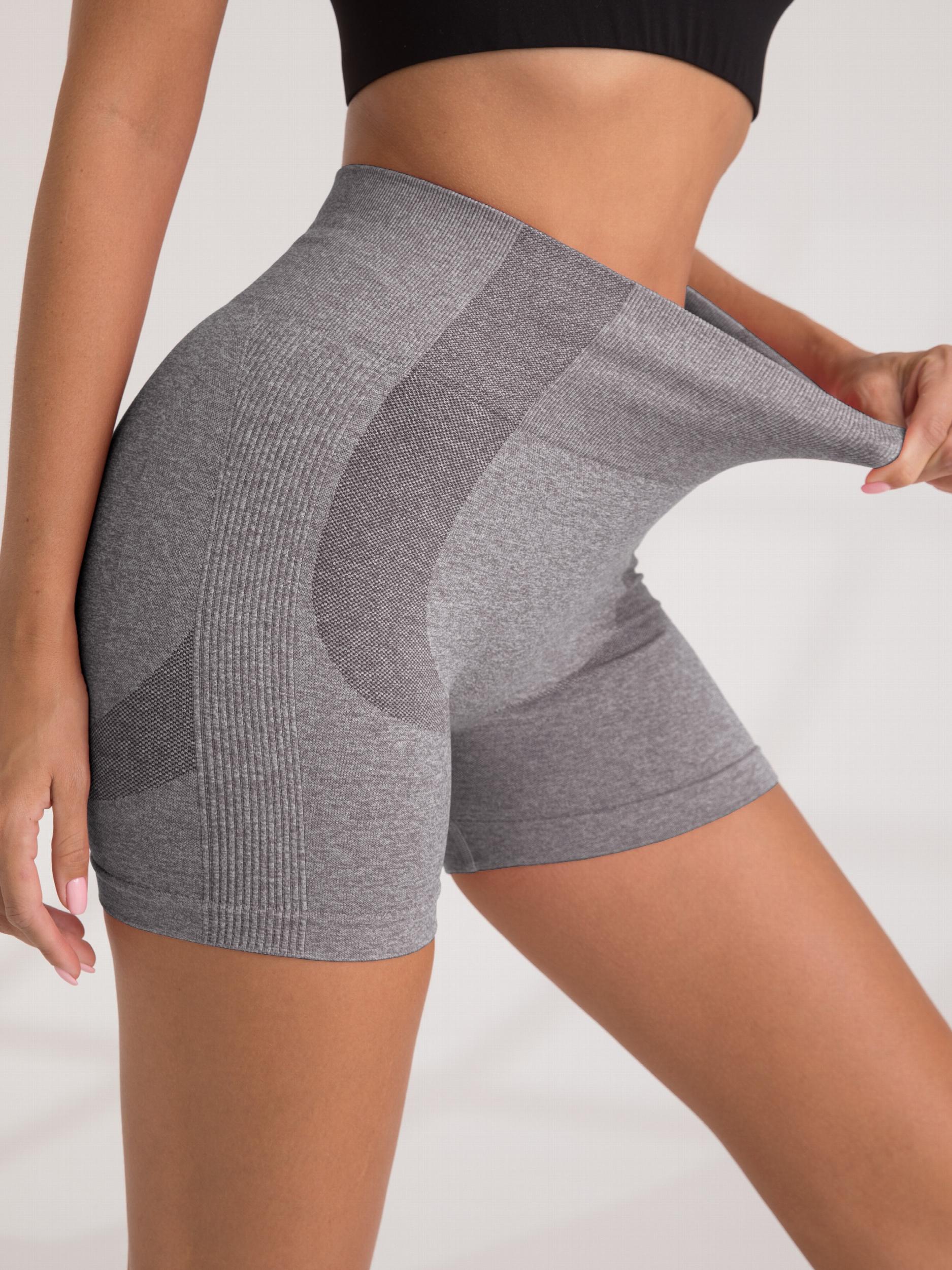 Women's Seamless Hip Lifting Yoga Sports Shorts Wide Waistband Workout Biker Sho