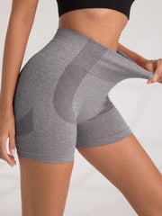 Women's Seamless Hip Lifting Yoga Sports Shorts Wide Waistband Workout Biker Sho