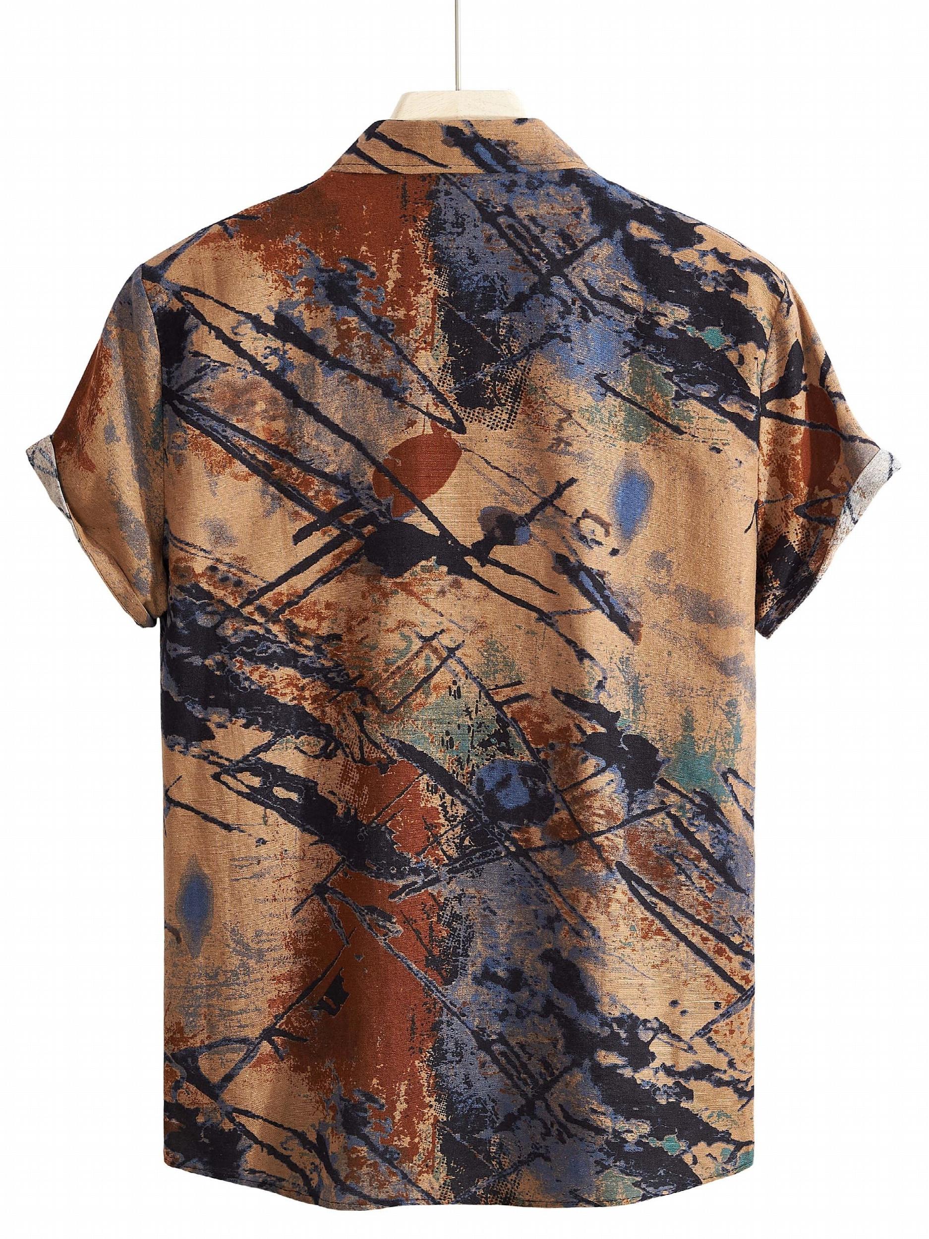Print Men's Casual Short Sleeve Shirt for Summer Vacation