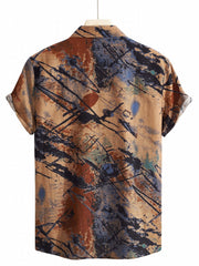 Print Men's Casual Short Sleeve Shirt for Summer Vacation