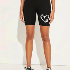 Heart Graphic High Waist Yoga Shorts Women's Activewear