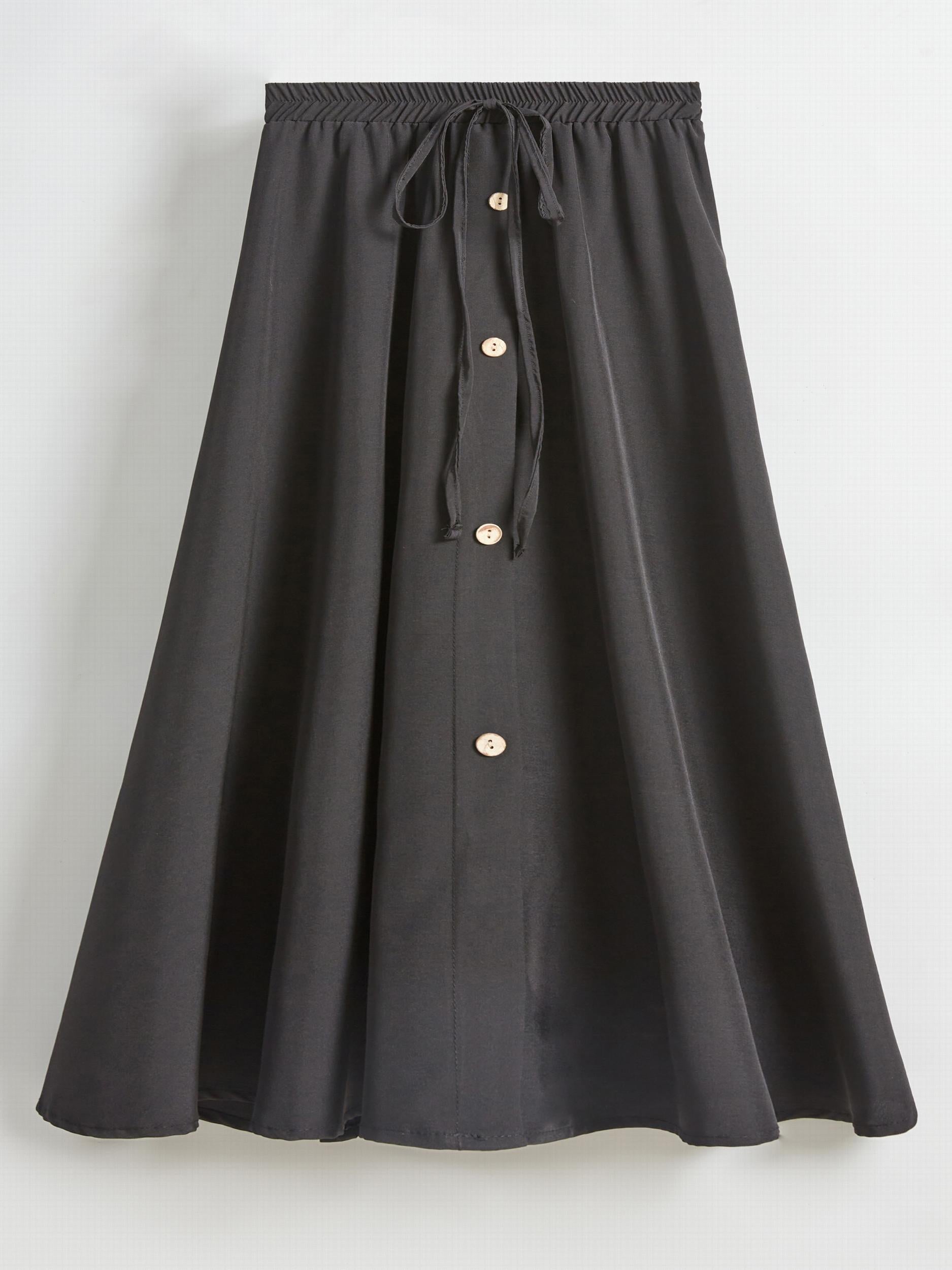Floral Print Drawstring High Rise Skirt