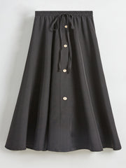 Floral Print Drawstring High Rise Skirt