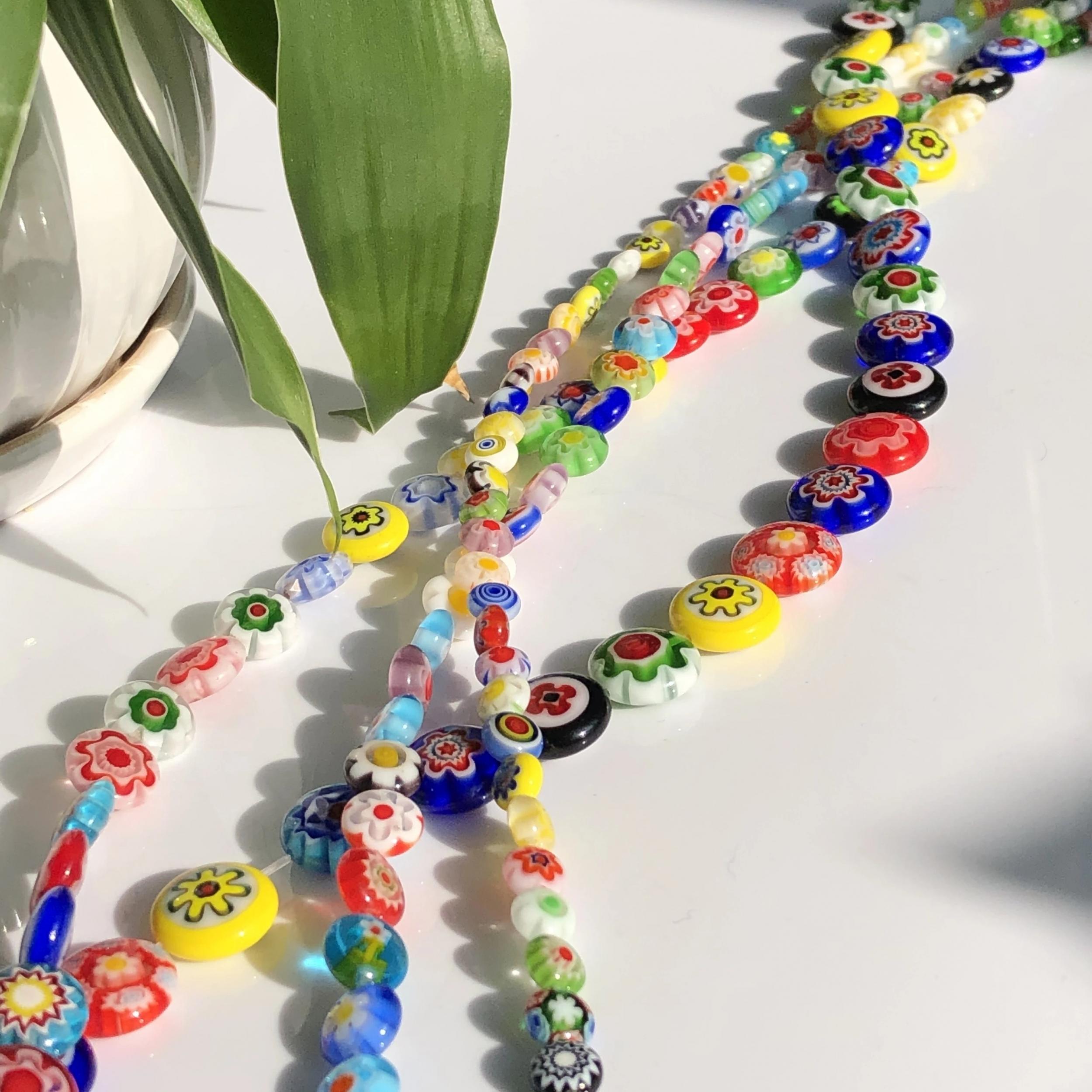 Mixed Flower Lampwork Glass Beads - DIY Necklace Bracelet Making