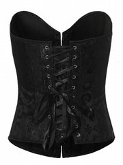 Jacquard Strapless Corset Bustier Lace Up Slimmer Body Shaper