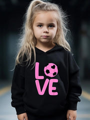 Girls 2pcs Cartoon Love Pattern Hooded Sweatshirt and Sweatpants Set
