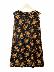 Floral Print Scalloped Dress Sleeveless Summer Casual
