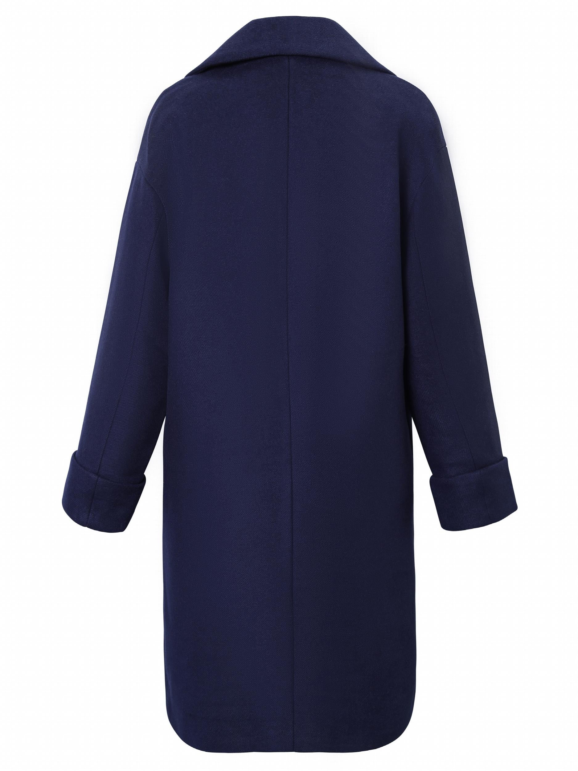Solid Notched Collar Coat Women's Outerwear