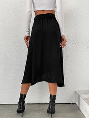 Women's Button Front Belted Skirt
