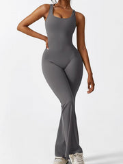 Back Cut Out Tank Top Jumpsuit Sleeveless Round Neck Yoga Sports Jumpsuit