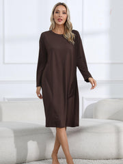 Basic Loungewear Dress Women's Plus Solid Long Sleeve
