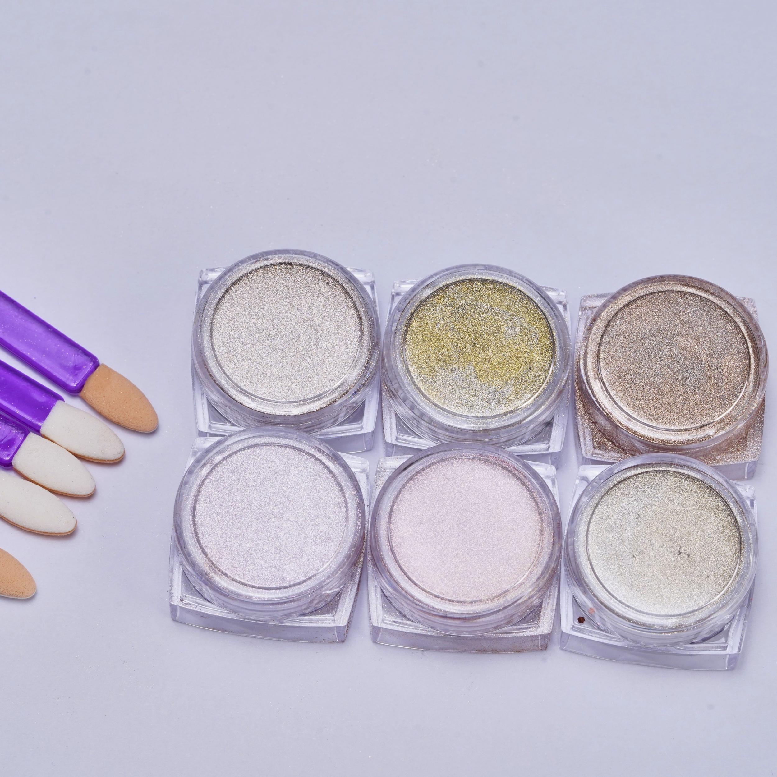 6 Box Magic Mirror Powder Nail Shining 3D Mermaid Decoration