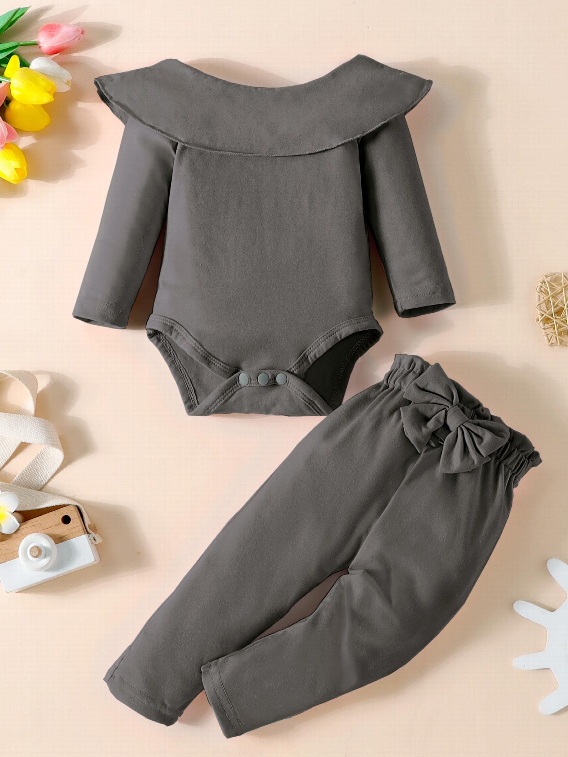 Baby Girls Ruffled Romper Bowknot Trouser Set