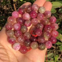 Pink Tourmaline Crystal Beads Round Loose Spacer Beads 8mm