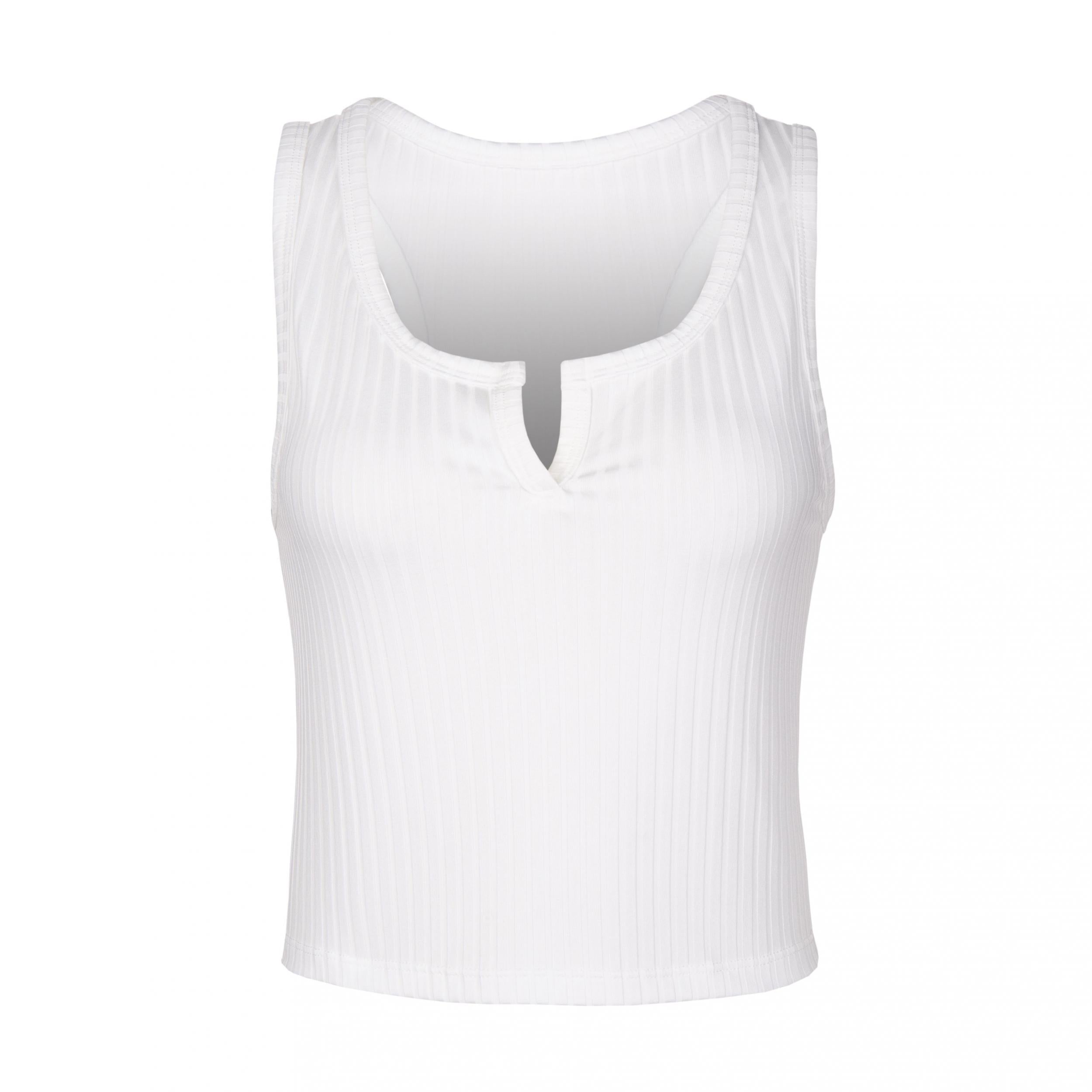 Textured Notched Neck Tank Top Slim Fit Summer Women's Clothing