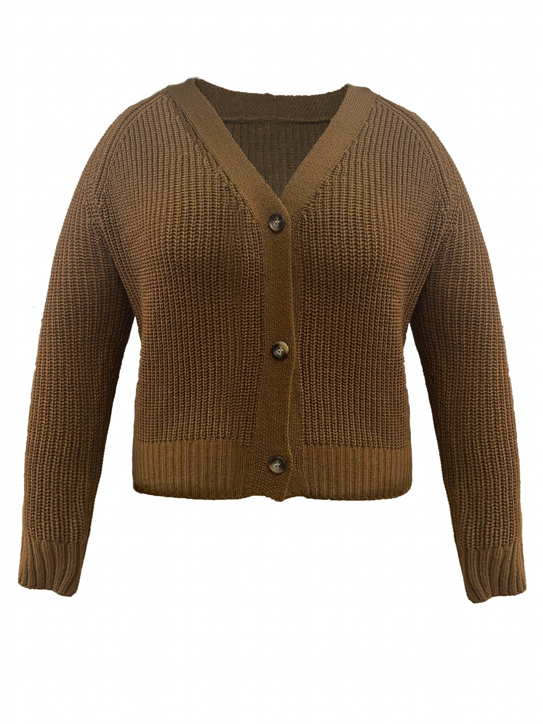 Casual Cardigan Women's Plus Long Sleeve Single Breasted High Stretch