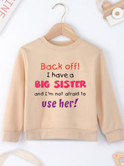 Girls 'Big Sister' Print Crew Neck Sweatshirt - Long Sleeve Pullover