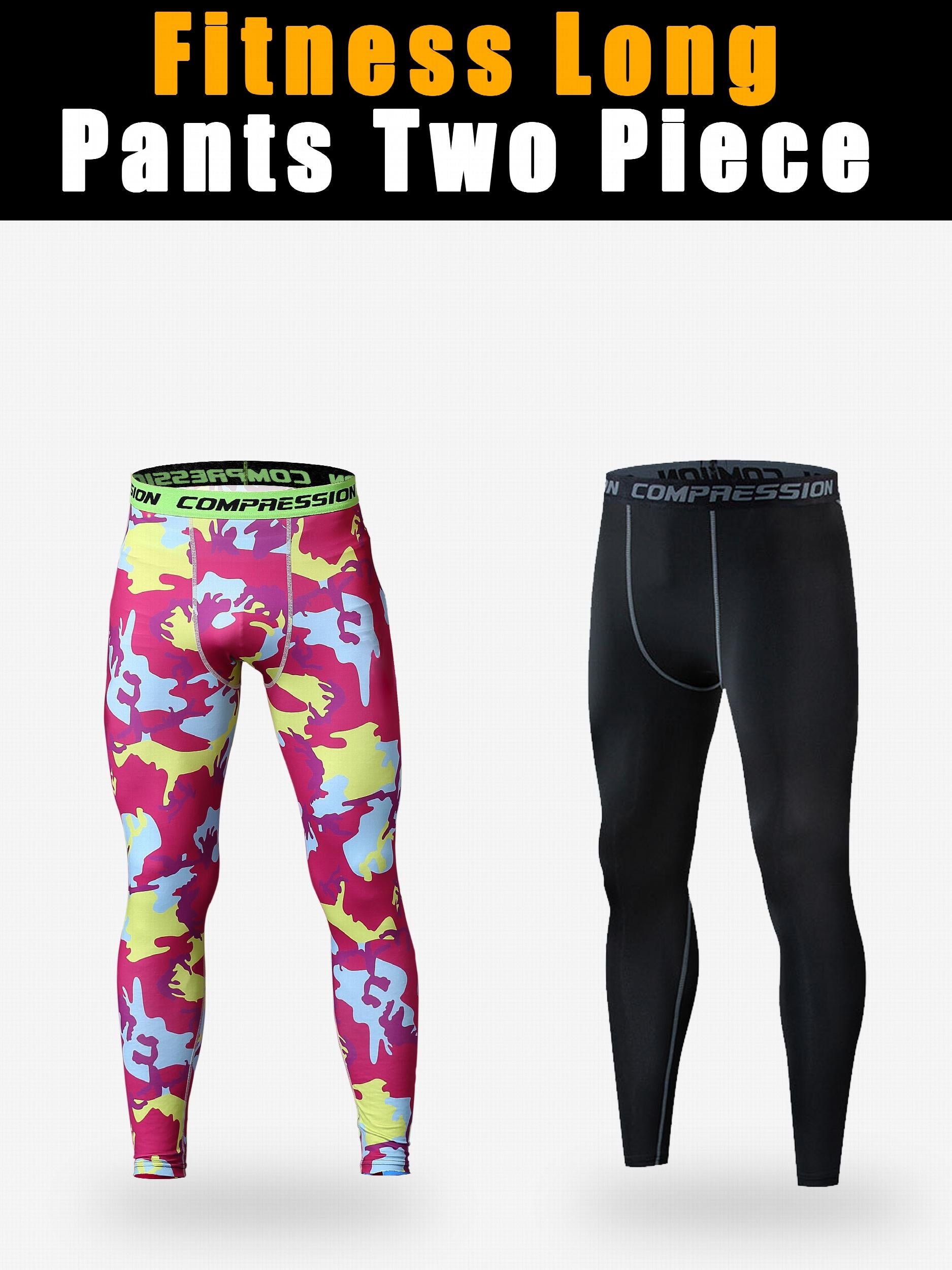 2 Pcs Men's Sports Leggings Quick Dry Compression Pants