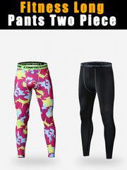 2 Pcs Men's Sports Leggings Quick Dry Compression Pants