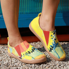 Sun Printed Canvas Slip On Flat Shoes for Women