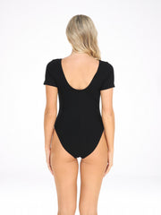 Backless Slim Bodysuit, Short Sleeve, Casual, Spring/Summer
