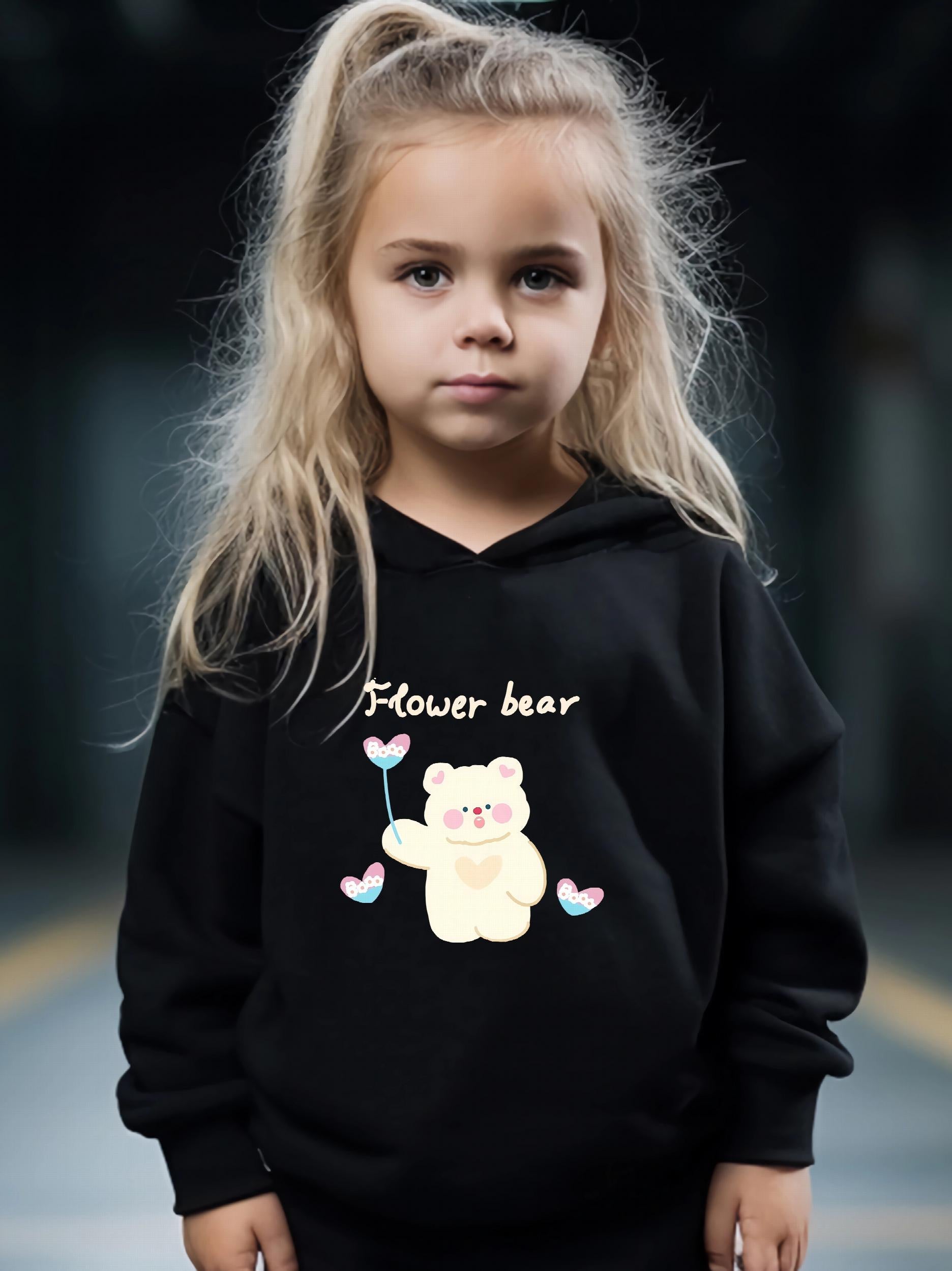 Flower Bear 2pc Set Girls Casual Activewear Set For Spring Fall Sports