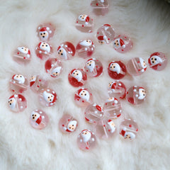 2pcs Christmas Hand-painted Glass Beads Santa Claus Socks DIY Jewelry