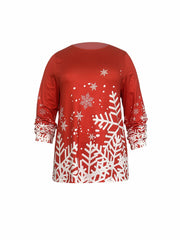 Plus Size Snowflake Print Top & Leggings Set