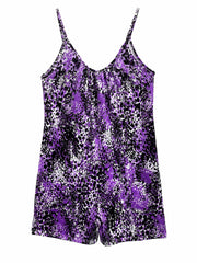 Leopard Print Cami Romper Jumpsuit Backless Dual Pockets Women's Clothing