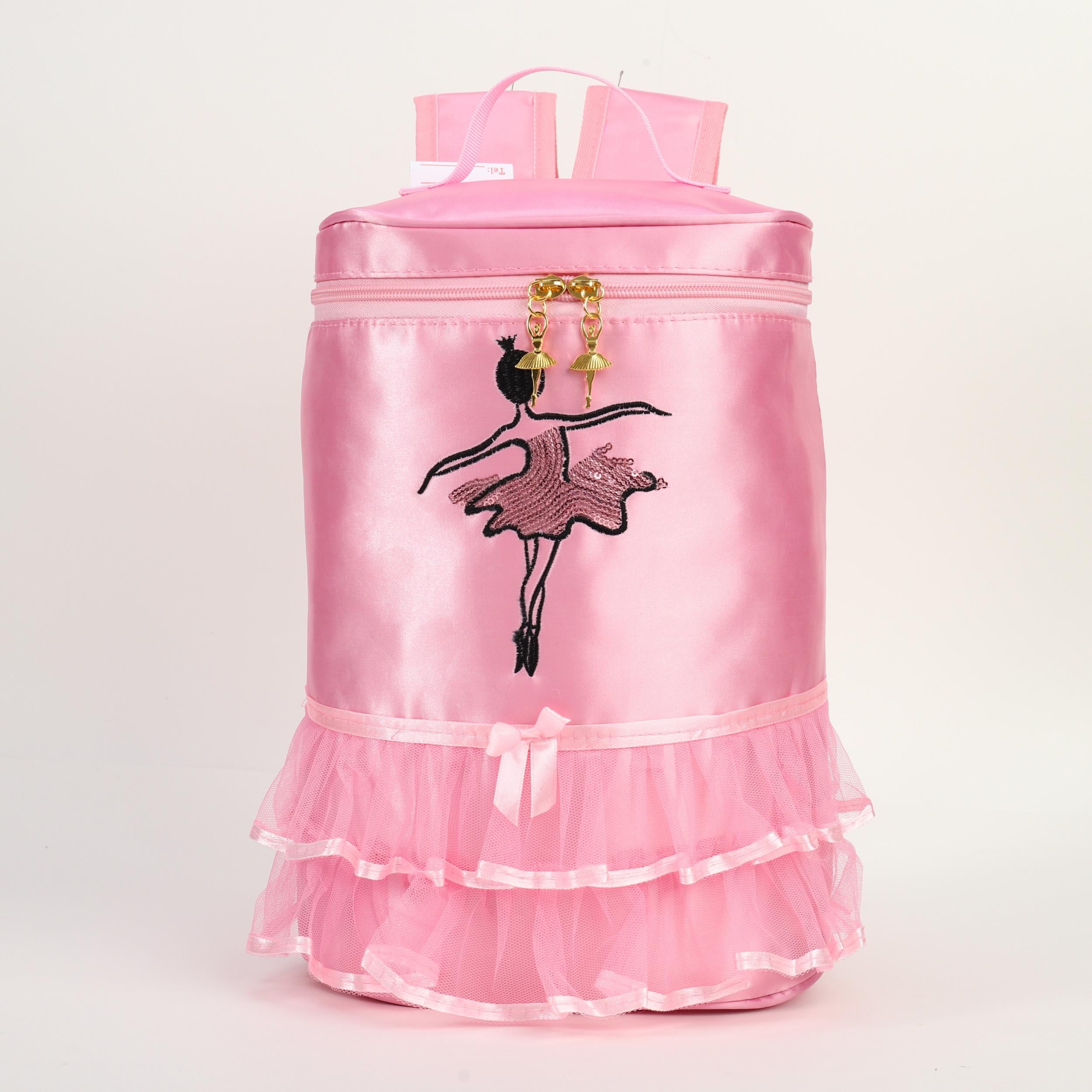 Ballet Girl Decor School Bag Zipper Bucket Bag for Girls