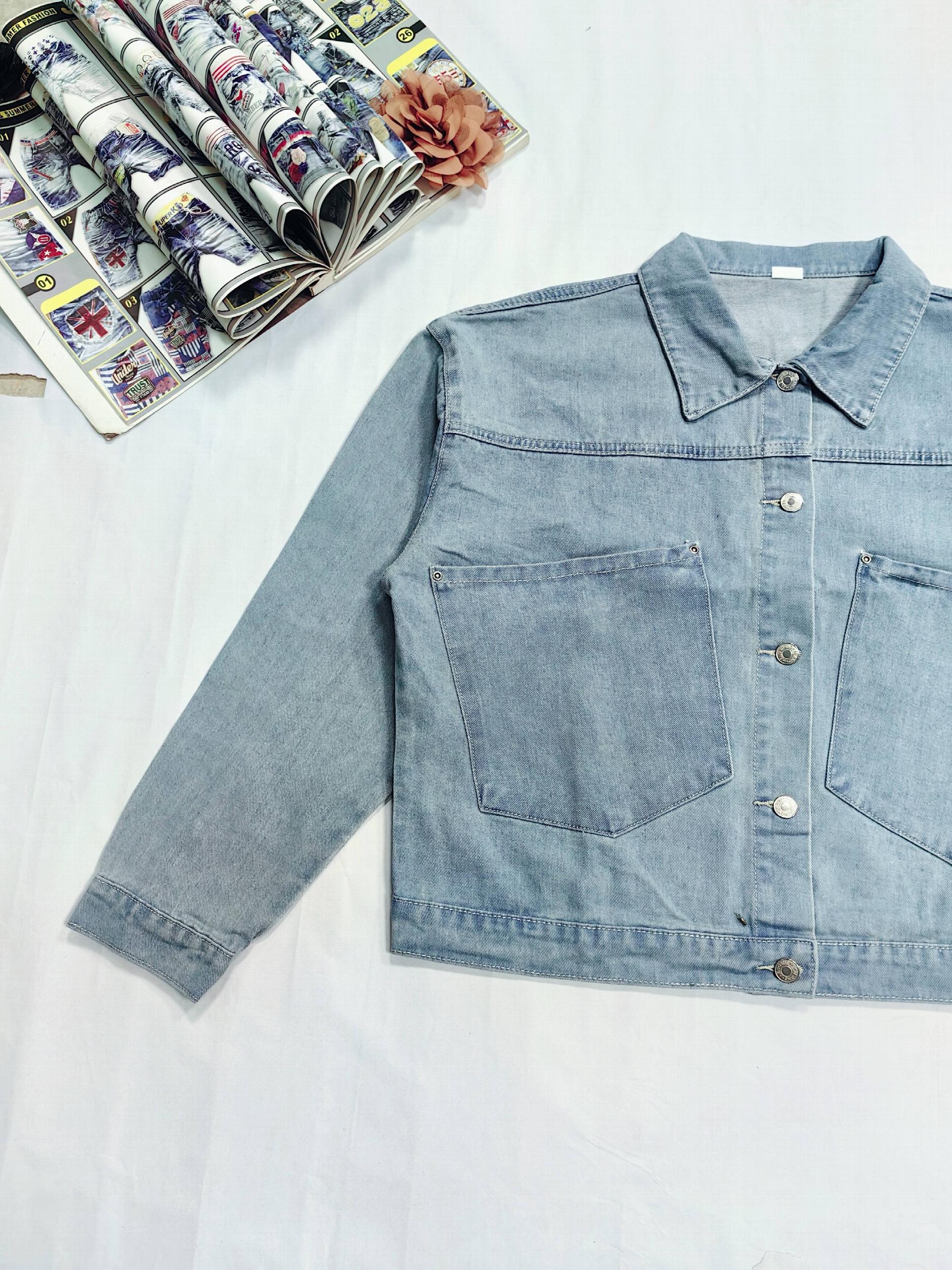 Casual Denim Top Women's Plus Solid Button Up Long Sleeve