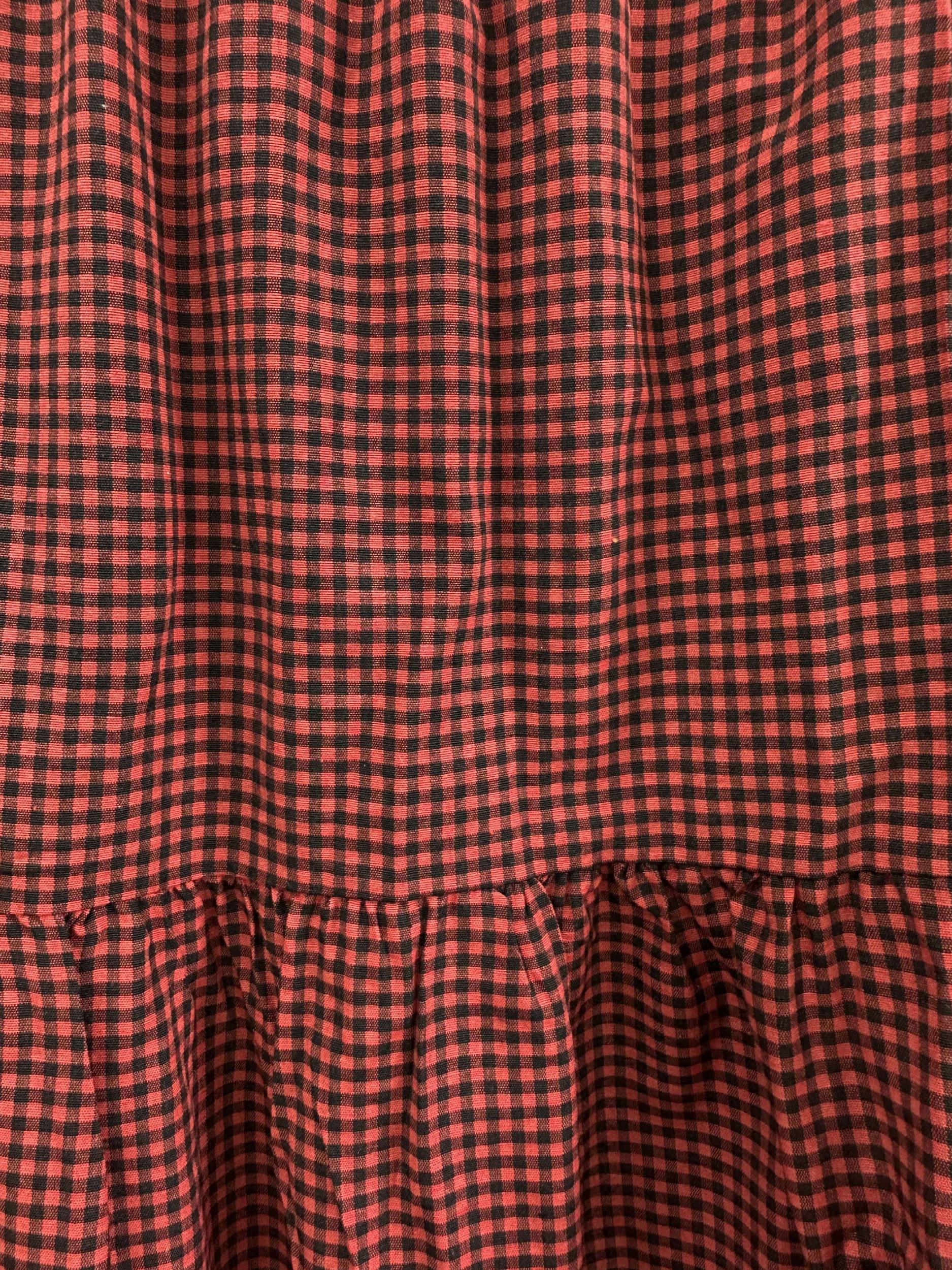 Gingham Print Maxi A line Smock Skirt