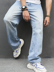 Men's Loose Fit Number Print Jeans Casual Denim Pants