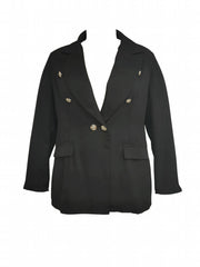 Solid Button Long Sleeve Blazer With Pockets