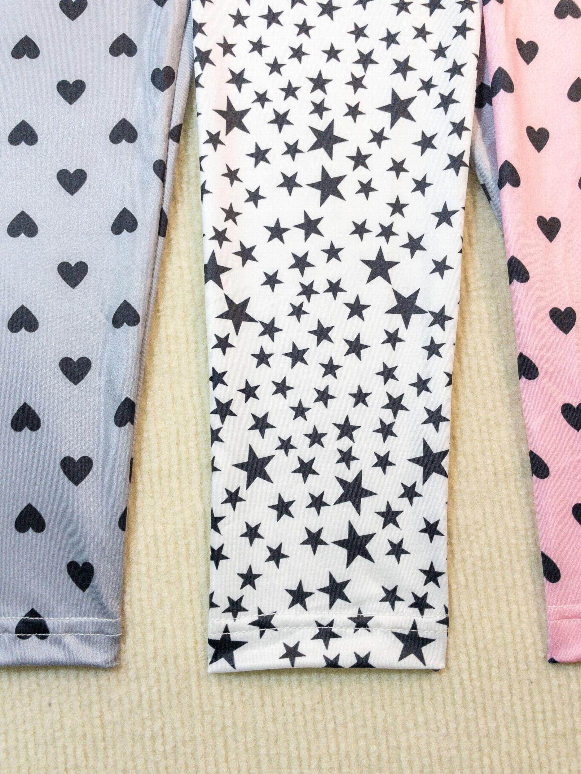 Girls Heart and Star Print Yoga Pants Slim Fit Leggings