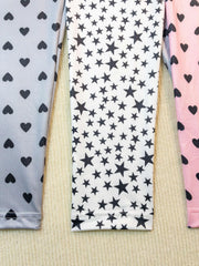Girls Heart and Star Print Yoga Pants Slim Fit Leggings