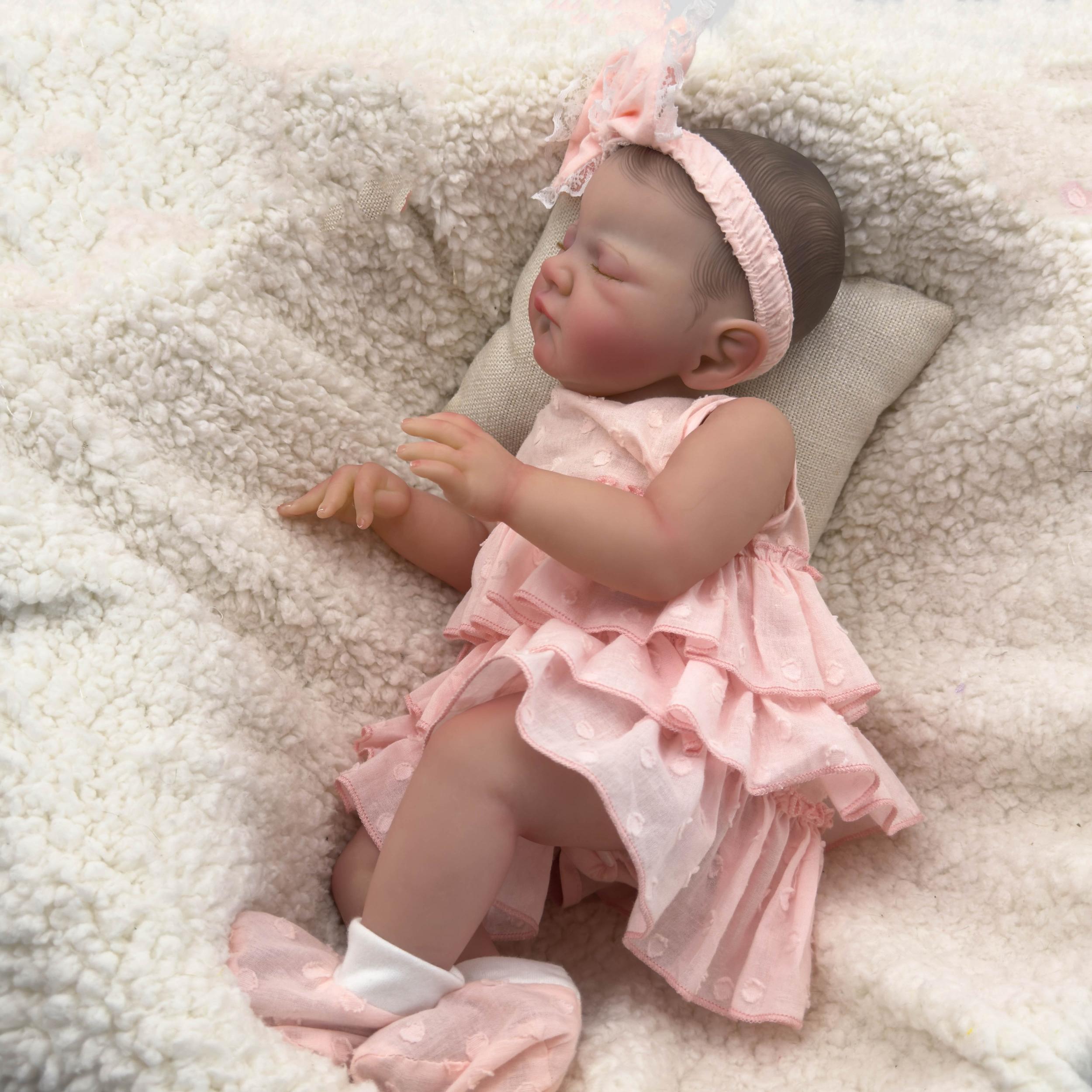Adorable Reborn Girl Doll 19 Soft Vinyl & Fabric Hand Painted Hair Doll Girl