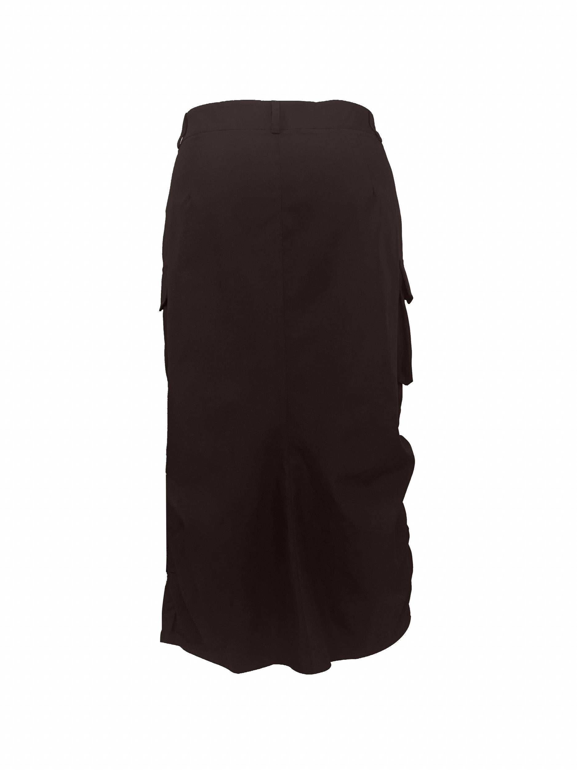 Solid Drawstring Cargo Skirt
