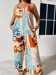 Boho Jumpsuit Women's Plus Colorblock Floral Print