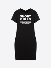 Short Girls Letter Print Dress Casual Short Sleeve Bodycon Dress