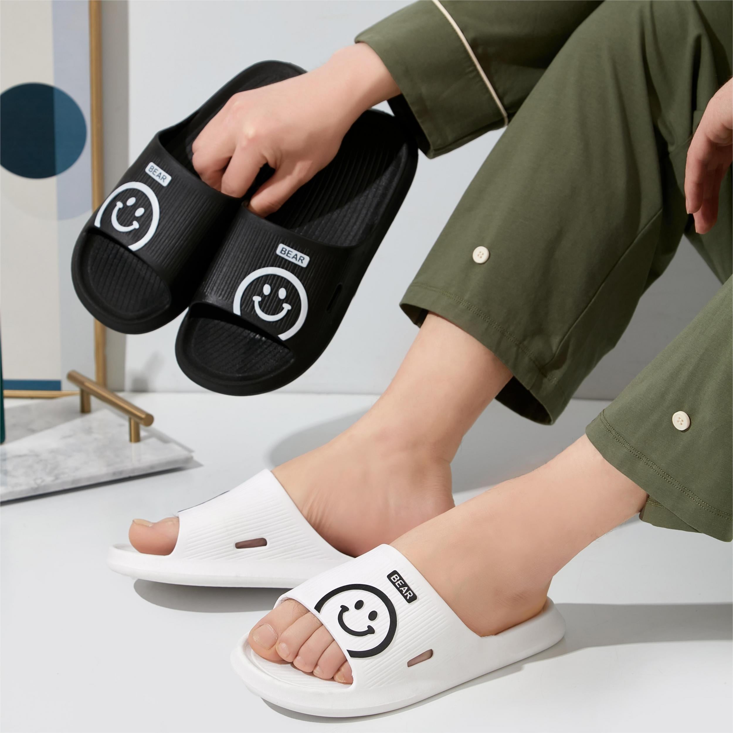 Men Women Lightweight Slippers Open Toe Home Shoes Spring Summer